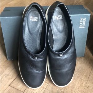Eileen Fisher soft leather slip ons.